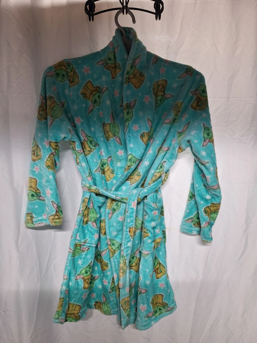 The Children's Place Baby Yoda Fleece Kids Robe - Aqua